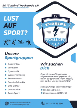 Flyer: Vorstelleung SG Turbine Vockerode e.V.